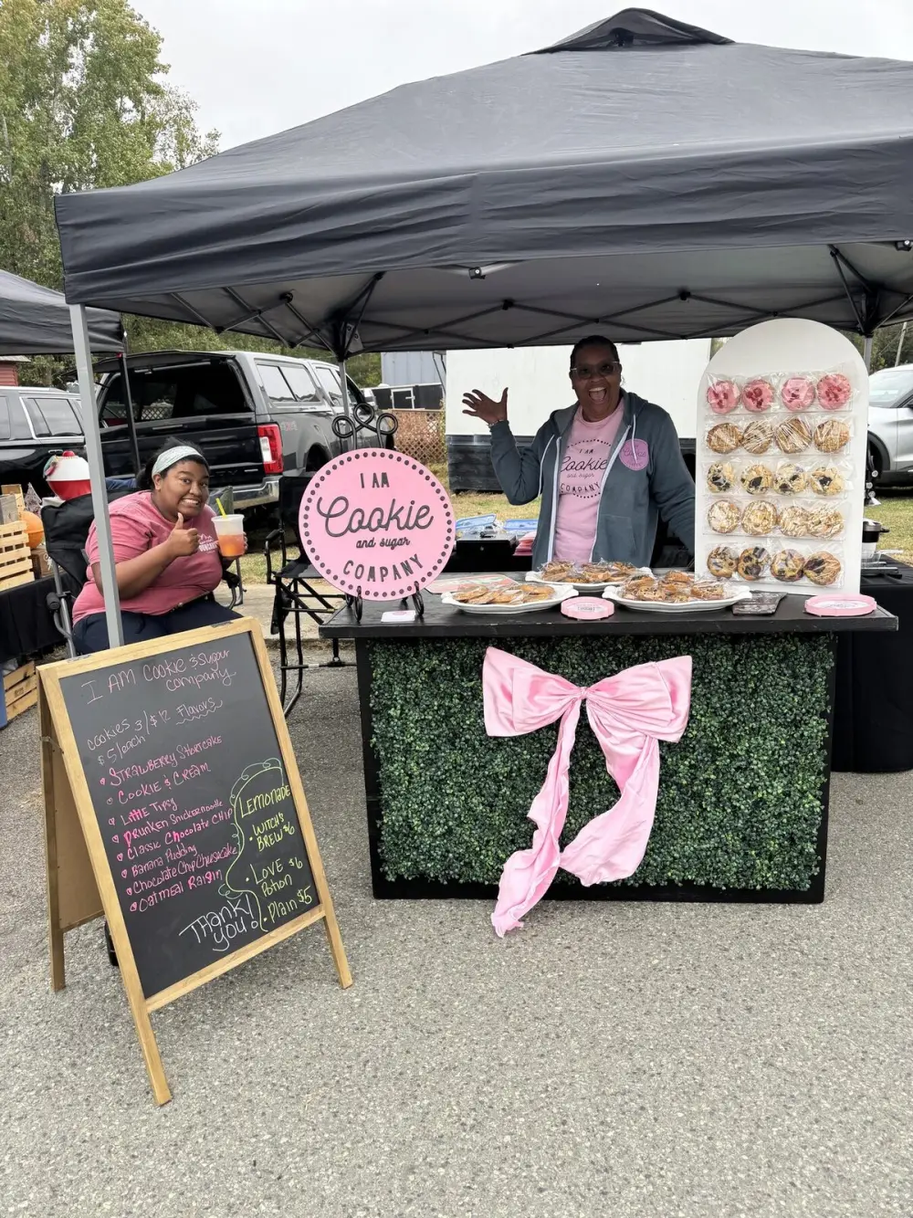 I Am Cookie and Sugar Co. table set up at a vendor event